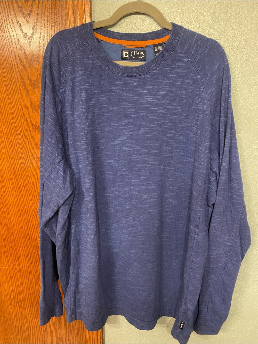 Chaps Men’s Long-Sleeve blue Crewneck Shirt size 2XT